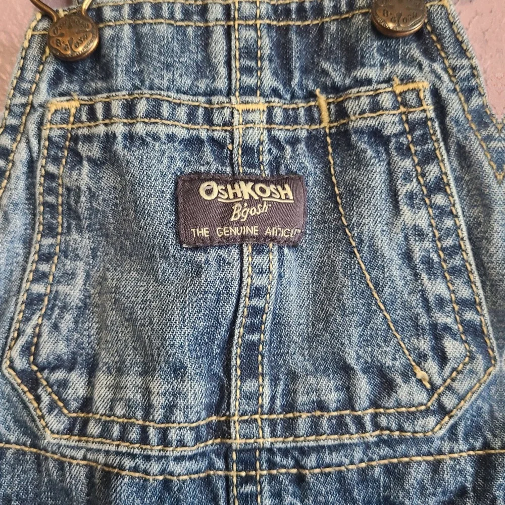 OshKosh Bgosh Shortalls Kids 9M Blue Denim Carpenter Vestbak Adjustable Straps